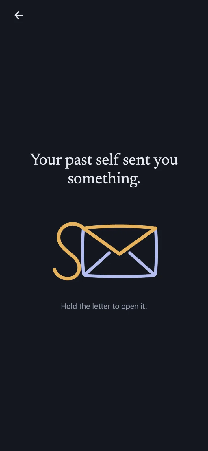 A sealed letter: Your past self sent you something. Hold the letter to open it.